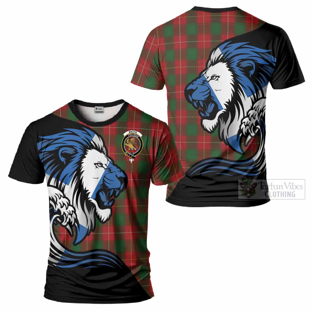 MacFie (McFie) Tartan Crest T-Shirt Scottish Golden Lions Wave Flow