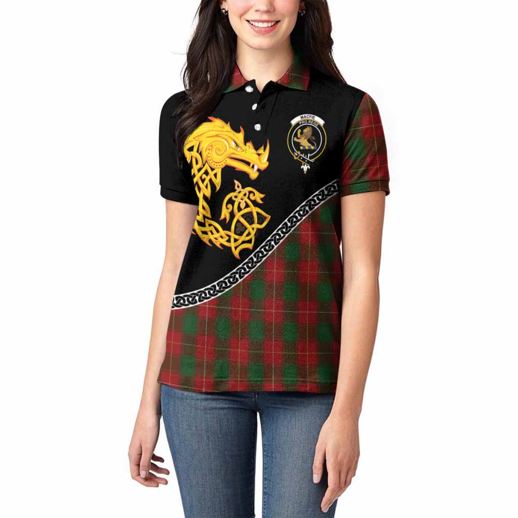 MacFie (McFie) Tartan Crest Women Polo Shirt Legendary Dragon Knot Half Style