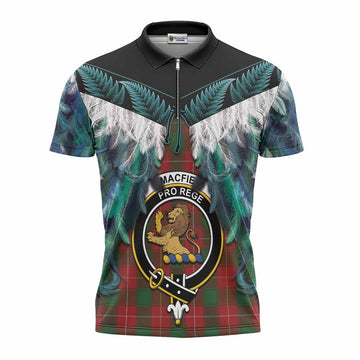 MacFie (McFie) Tartan Crest Zipper Polo Shirt New Zealand Maori Korowai Cloak