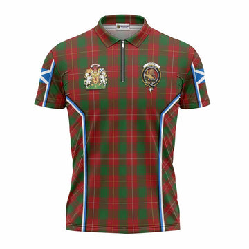 MacFie (McFie) Tartan Crest Zipper Polo Shirt Scotland Coat of Arm Flag Style