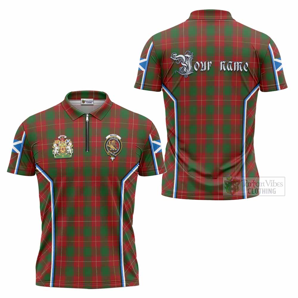 MacFie (McFie) Tartan Crest Zipper Polo Shirt Scotland Coat of Arm Flag Style - Tartan Vibes Clothing