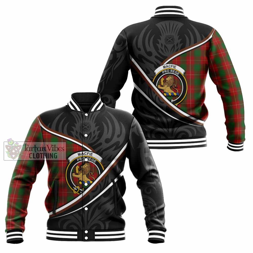 MacFie (McFie) Tartan Family Crest Baseball Jacket Celtic Scottish Thistle Floral - Tartan Vibes Clothing