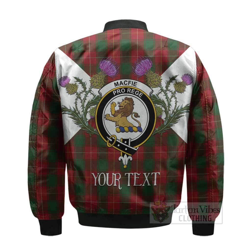 MacFie (McFie) Tartan Family Crest Bomber Jacket Scottish Burns Night Thistle Floral