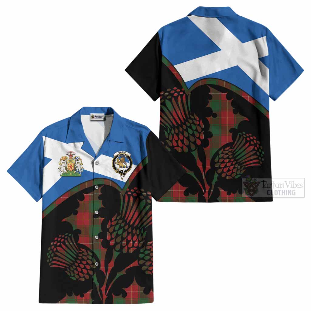 MacFie (McFie) Tartan Family Crest Cotton Hawaiian Shirt Scotland Thistle Floral Flag Style