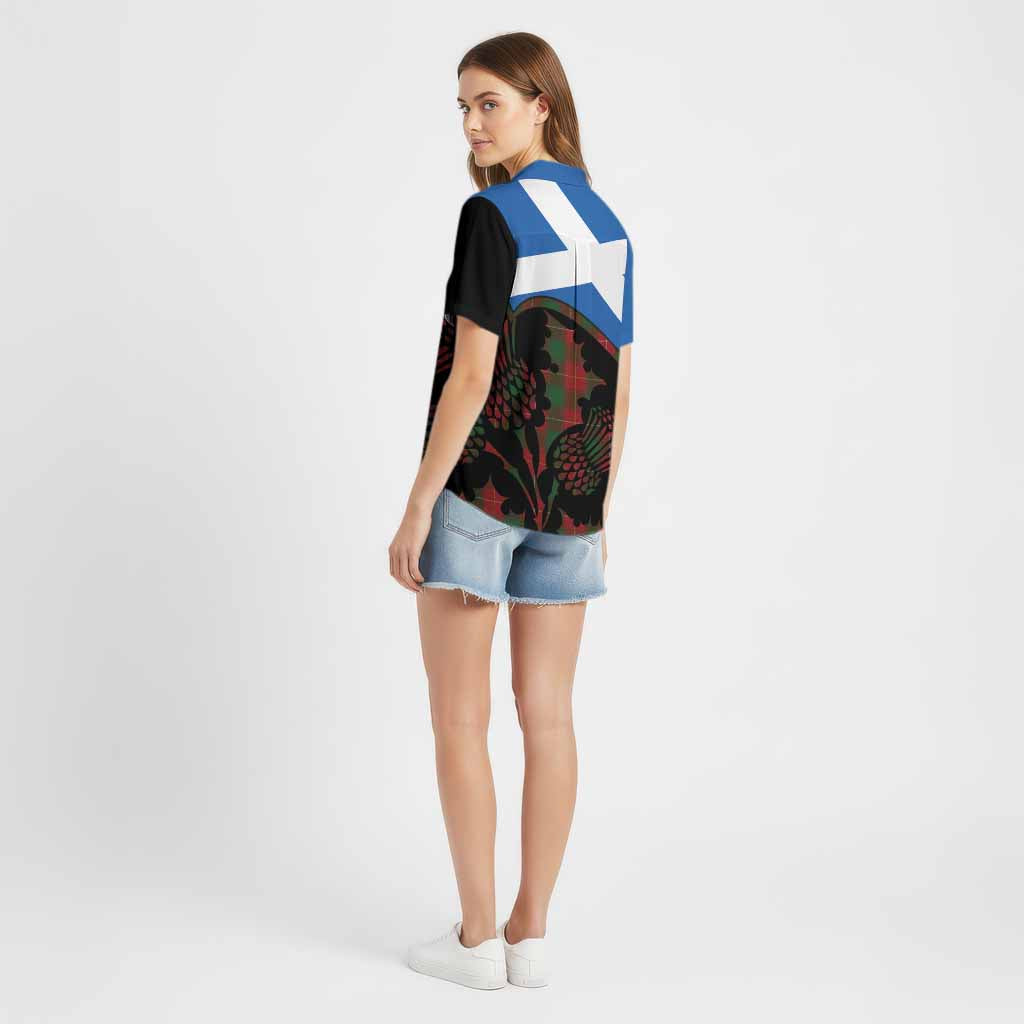 MacFie (McFie) Tartan Family Crest Cotton Hawaiian Shirt Scotland Thistle Floral Flag Style