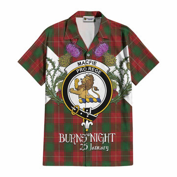 MacFie (McFie) Tartan Family Crest Cotton Hawaiian Shirt Scottish Burns Night Thistle Floral