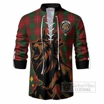 MacFie (McFie) Tartan Family Crest Ghillie Shirt Crowned Lion Roaring