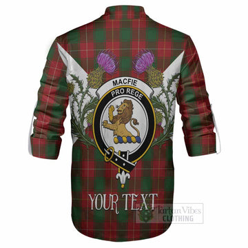MacFie (McFie) Tartan Family Crest Ghillie Shirt Scottish Burns Night Thistle Floral