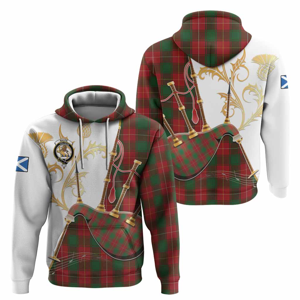 MacFie (McFie) Tartan Family Crest Hoodie Bagpipes with Scottish Thistle