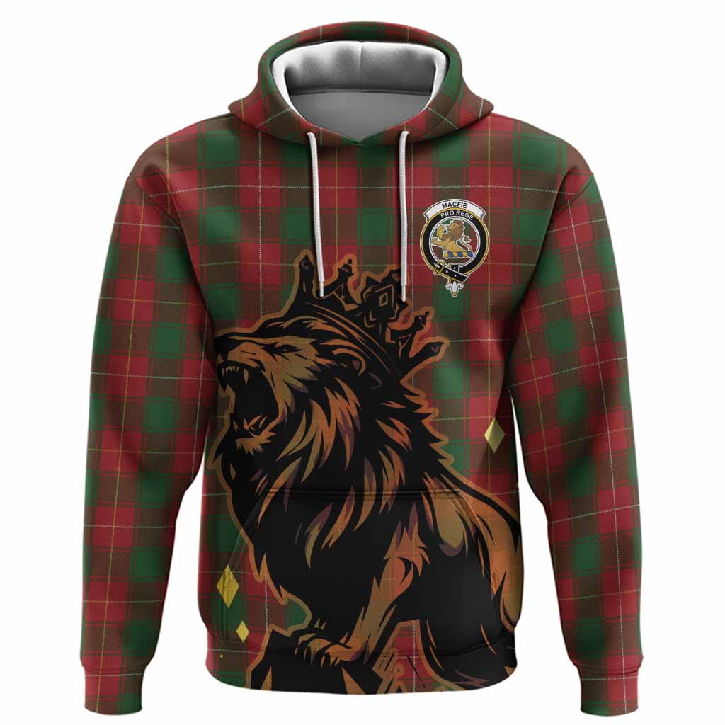 MacFie (McFie) Tartan Family Crest Hoodie Crowned Lion Roaring