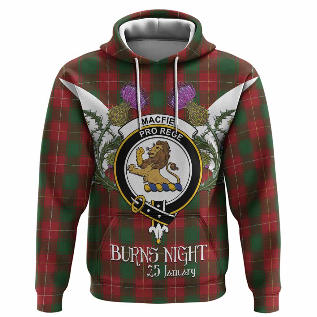 MacFie (McFie) Tartan Family Crest Hoodie Scottish Burns Night Thistle Floral