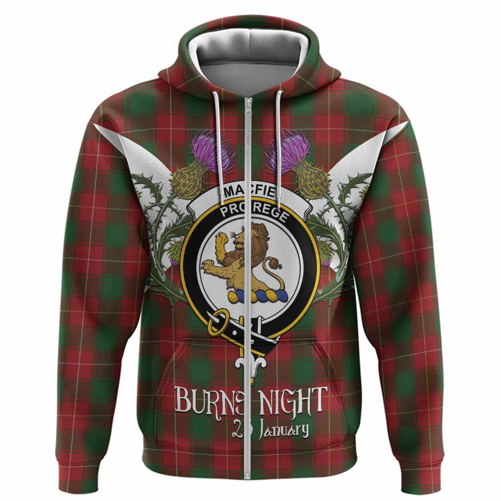 MacFie (McFie) Tartan Family Crest Hoodie Scottish Burns Night Thistle Floral