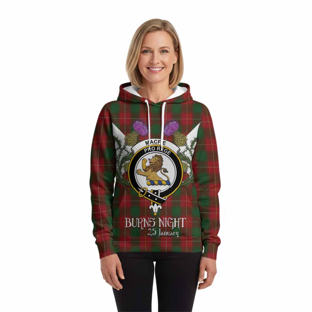 MacFie (McFie) Tartan Family Crest Hoodie Scottish Burns Night Thistle Floral