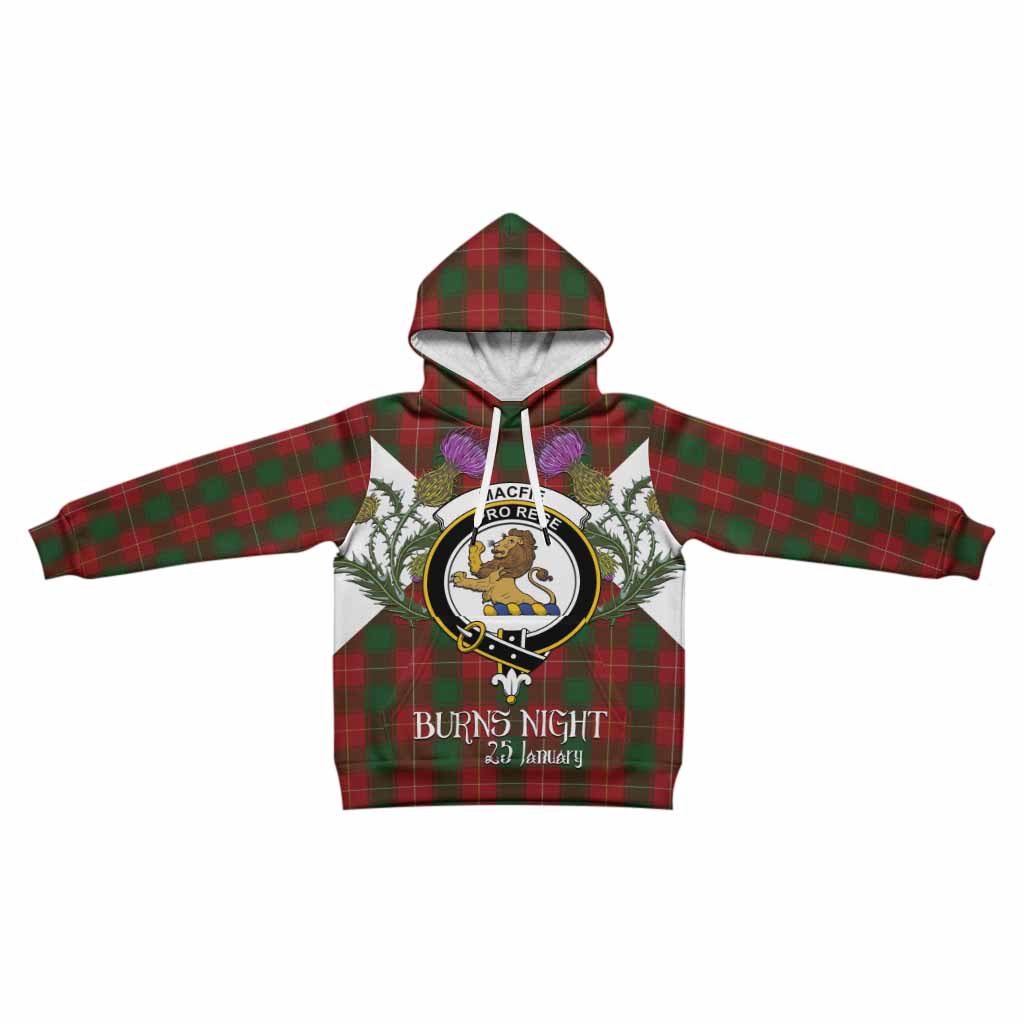 MacFie (McFie) Tartan Family Crest Kid Hoodie Scottish Burns Night Thistle Floral