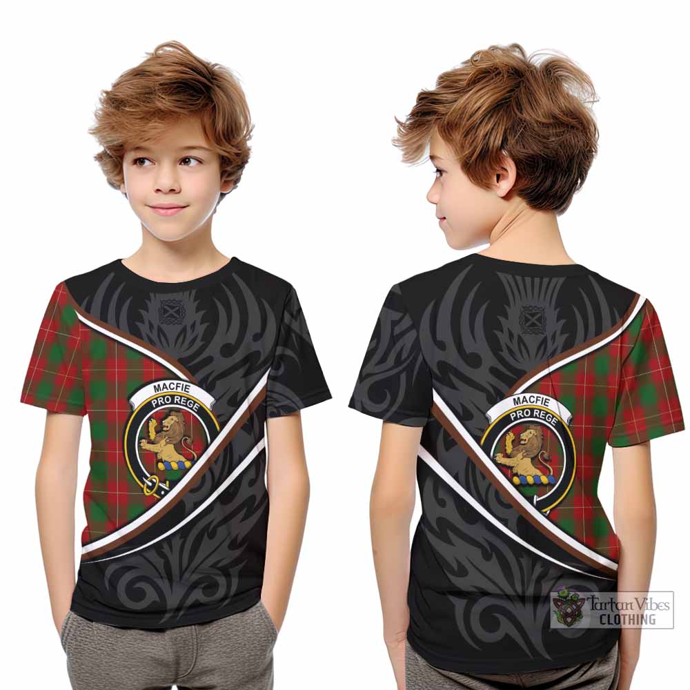 MacFie (McFie) Tartan Family Crest Kid T-shirt Celtic Scottish Thistle Floral - Tartan Vibes Clothing