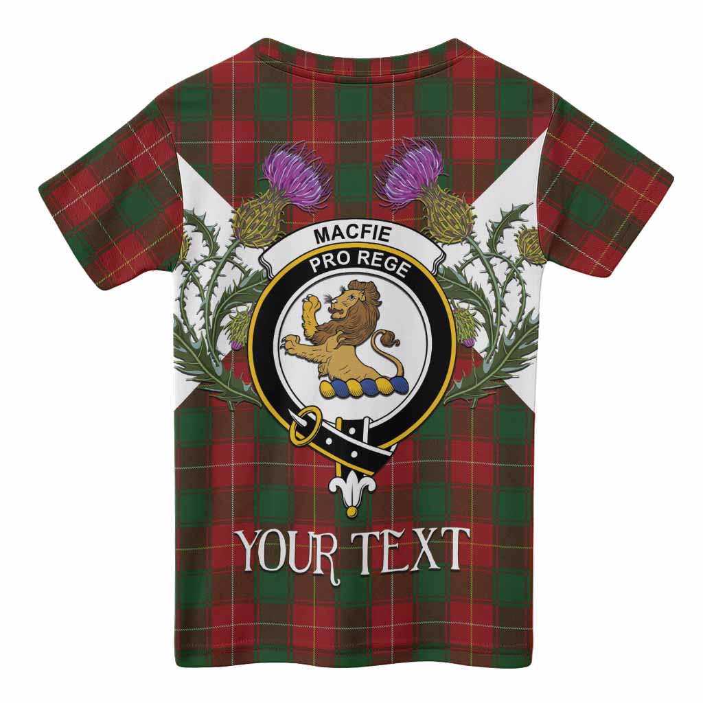 MacFie (McFie) Tartan Family Crest Kid T-shirt Scottish Burns Night Thistle Floral
