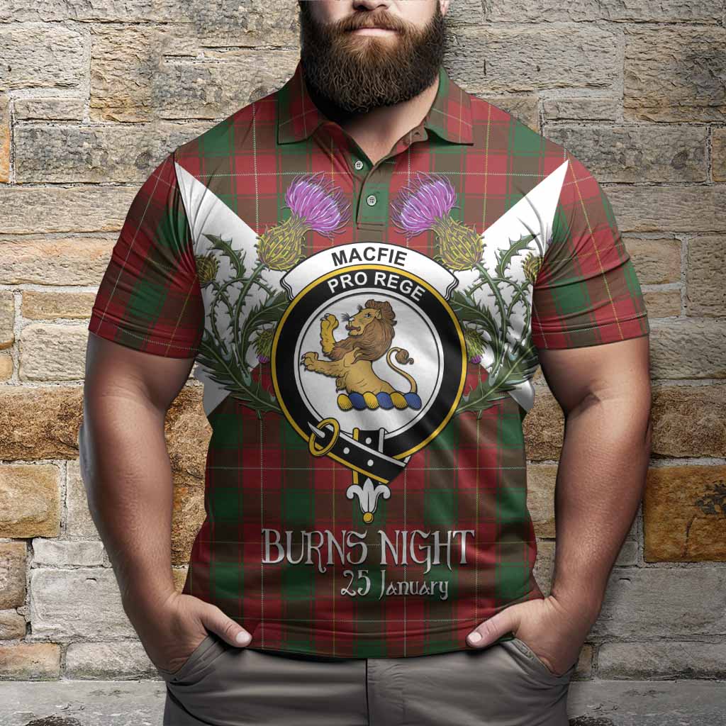 MacFie (McFie) Tartan Family Crest Polo Shirt Scottish Burns Night Thistle Floral