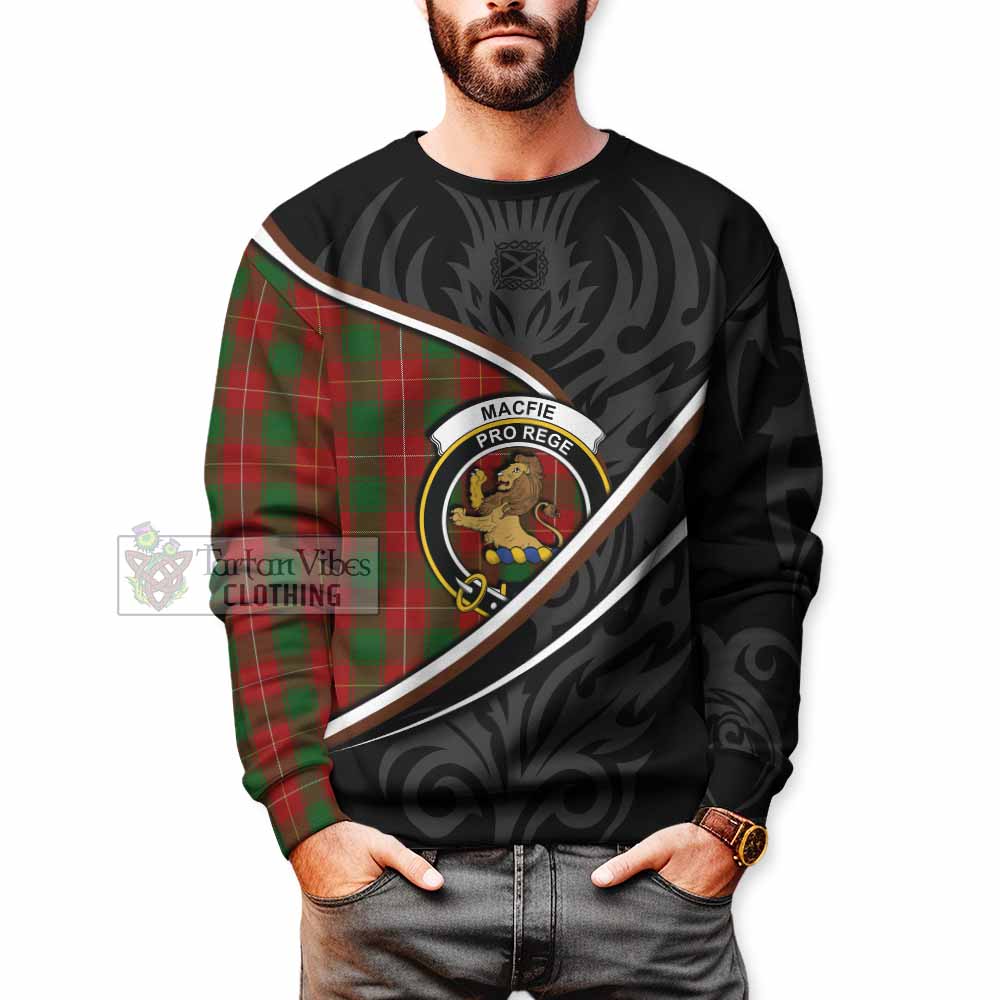 MacFie (McFie) Tartan Family Crest Sweatshirt Celtic Scottish Thistle Floral - Tartan Vibes Clothing