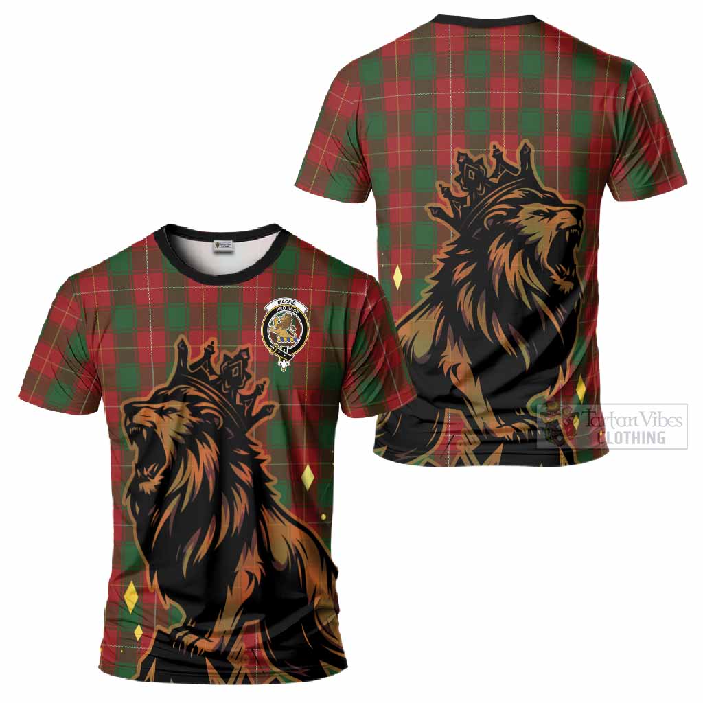 MacFie (McFie) Tartan Family Crest T-Shirt Crowned Lion Roaring