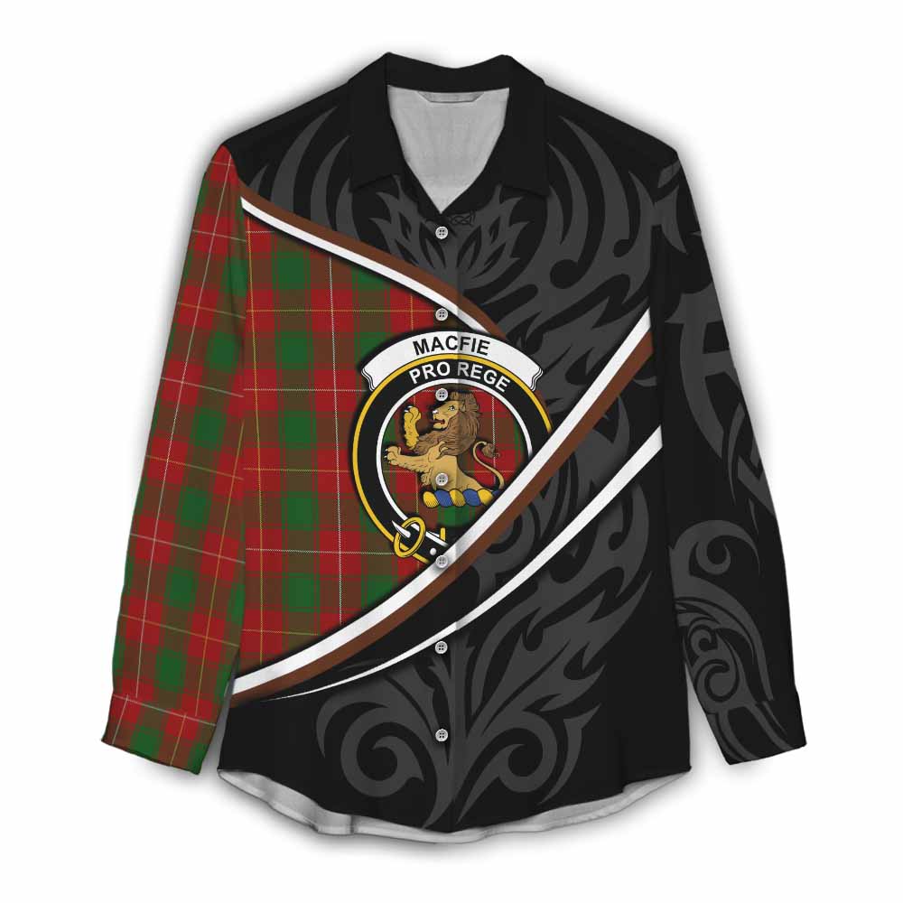 MacFie (McFie) Tartan Family Crest Women Casual Shirt Celtic Scottish Thistle Floral - Tartan Vibes Clothing