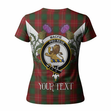 MacFie (McFie) Tartan Family Crest Women T shirt Scottish Burns Night Thistle Floral