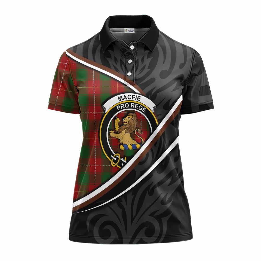 MacFie (McFie) Tartan Family Crest Women's Polo Shirt Celtic Scottish Thistle Floral - Tartan Vibes Clothing