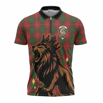 MacFie (McFie) Tartan Family Crest Zipper Polo Shirt Crowned Lion Roaring