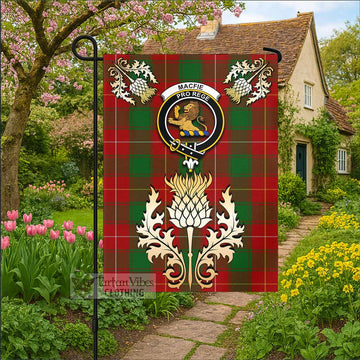 MacFie (McFie) Tartan Garden Flag with Golden Regal Scottish Thistle Emblem - Tartan Vibes Clothing