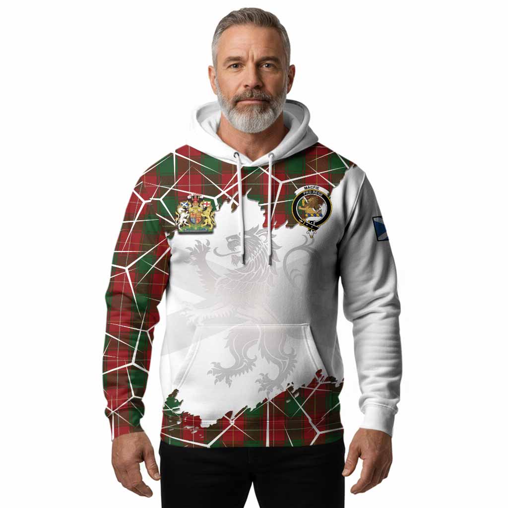 MacFie (McFie) Tartan Hoodie with Family Crest and Lion Rampant Grunge Style
