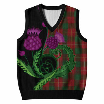 MacFie (McFie) Tartan Knitted V-Neck Vest Traditional Scottish Thistle