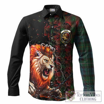 MacFie (McFie) Tartan Mighty Lion Long Sleeve Button Shirts Explosion Flying Pieces