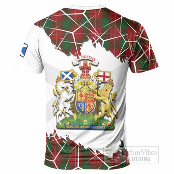 MacFie (McFie) Tartan T-Shirt with Family Crest and Lion Rampant Grunge Style