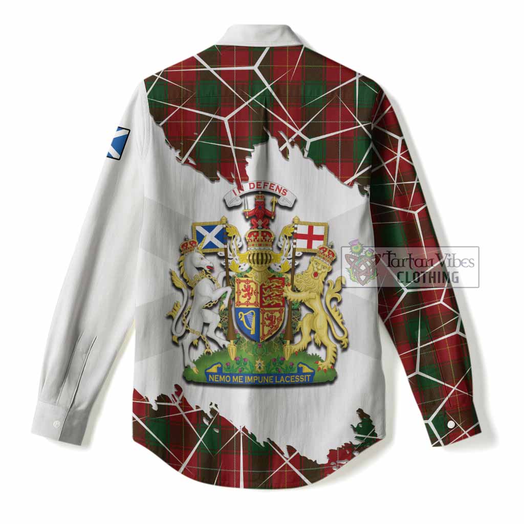 MacFie (McFie) Tartan Women Casual Shirt with Family Crest and Lion Rampant Grunge Style
