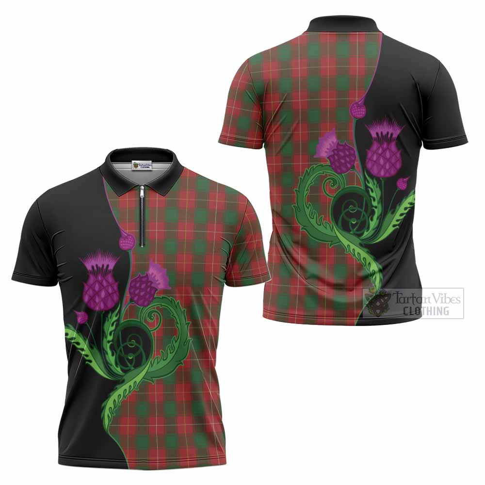 MacFie (McFie) Tartan Zipper Polo Shirt Traditional Scottish Thistle