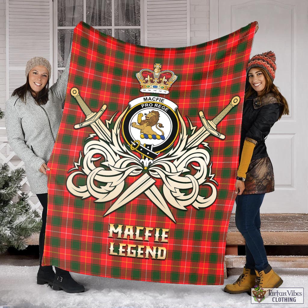 Tartan Vibes Clothing MacFie Modern Tartan Blanket with Clan Crest and the Golden Sword of Courageous Legacy