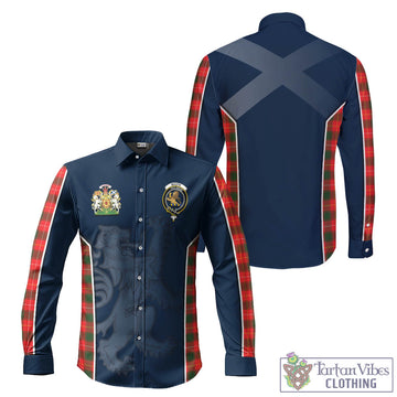 MacFie Modern Tartan Long Sleeve Button Up Shirt with Family Crest and Lion Rampant Vibes Sport Style