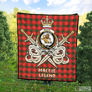 MacFie Modern Tartan Quilt with Clan Crest and the Golden Sword of Courageous Legacy