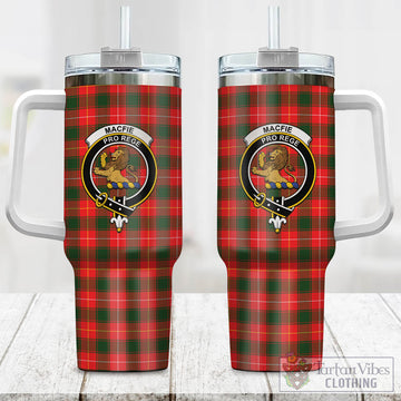 MacFie Modern Tartan and Family Crest Tumbler with Handle