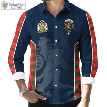 MacFie Modern Tartan Long Sleeve Button Up Shirt with Family Crest and Lion Rampant Vibes Sport Style