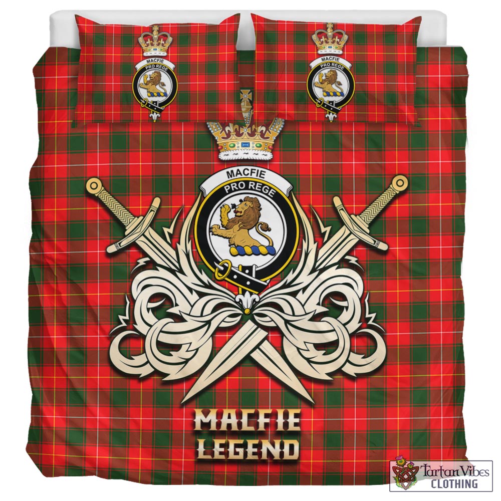 Tartan Vibes Clothing MacFie Modern Tartan Bedding Set with Clan Crest and the Golden Sword of Courageous Legacy