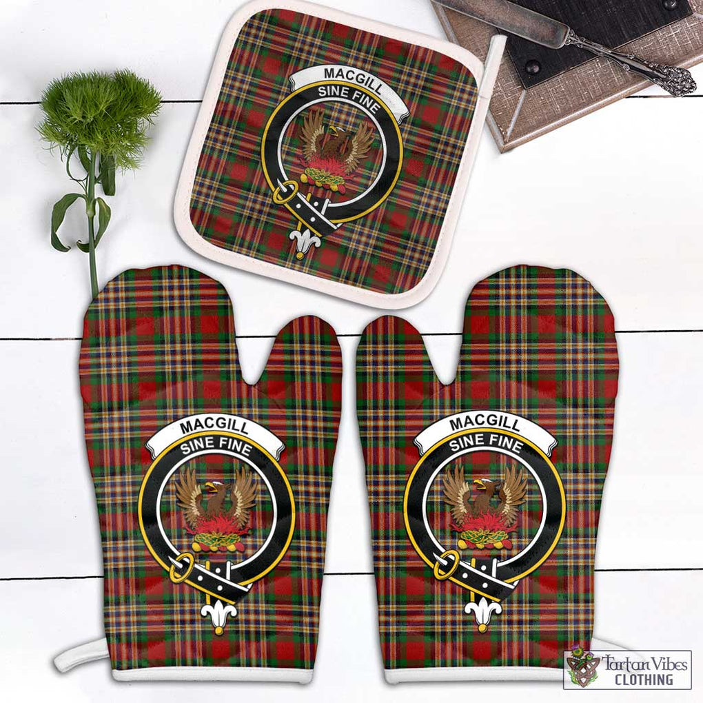 MacGill (MakGill) Tartan Combo Oven Mitt & Pot-Holder with Family Crest White - Tartan Vibes Clothing