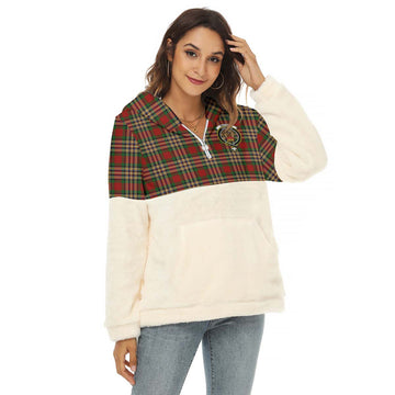 MacGill (MakGill) Tartan Half Style Women's Borg Fleece Hoodie with Half Zip with Family Crest Female - Tartan Vibes Clothing
