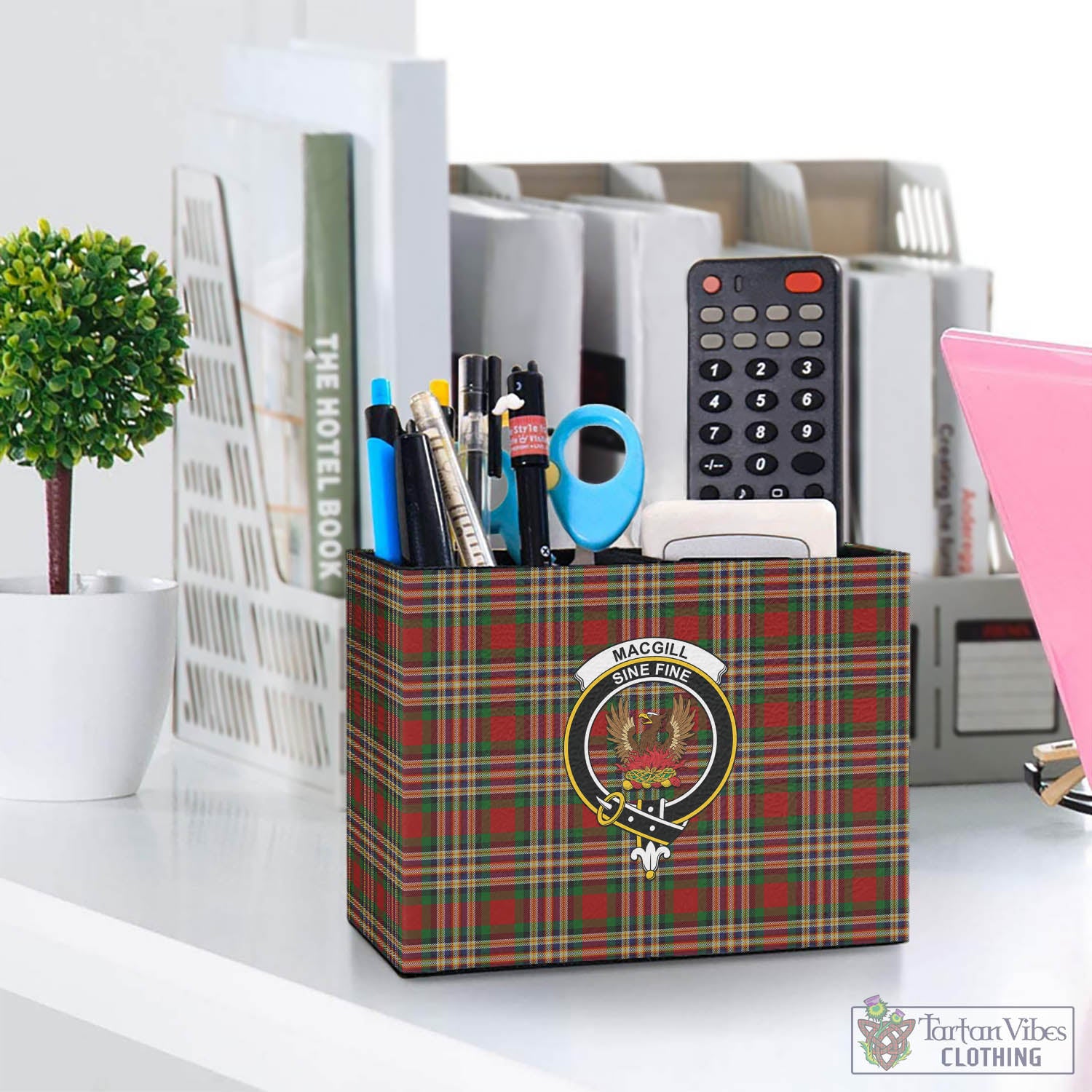 MacGill (MakGill) Tartan Pen Holder with Family Crest One Size 5.9"(L)*2.7"(W)*4.3"(H) - Tartan Vibes Clothing