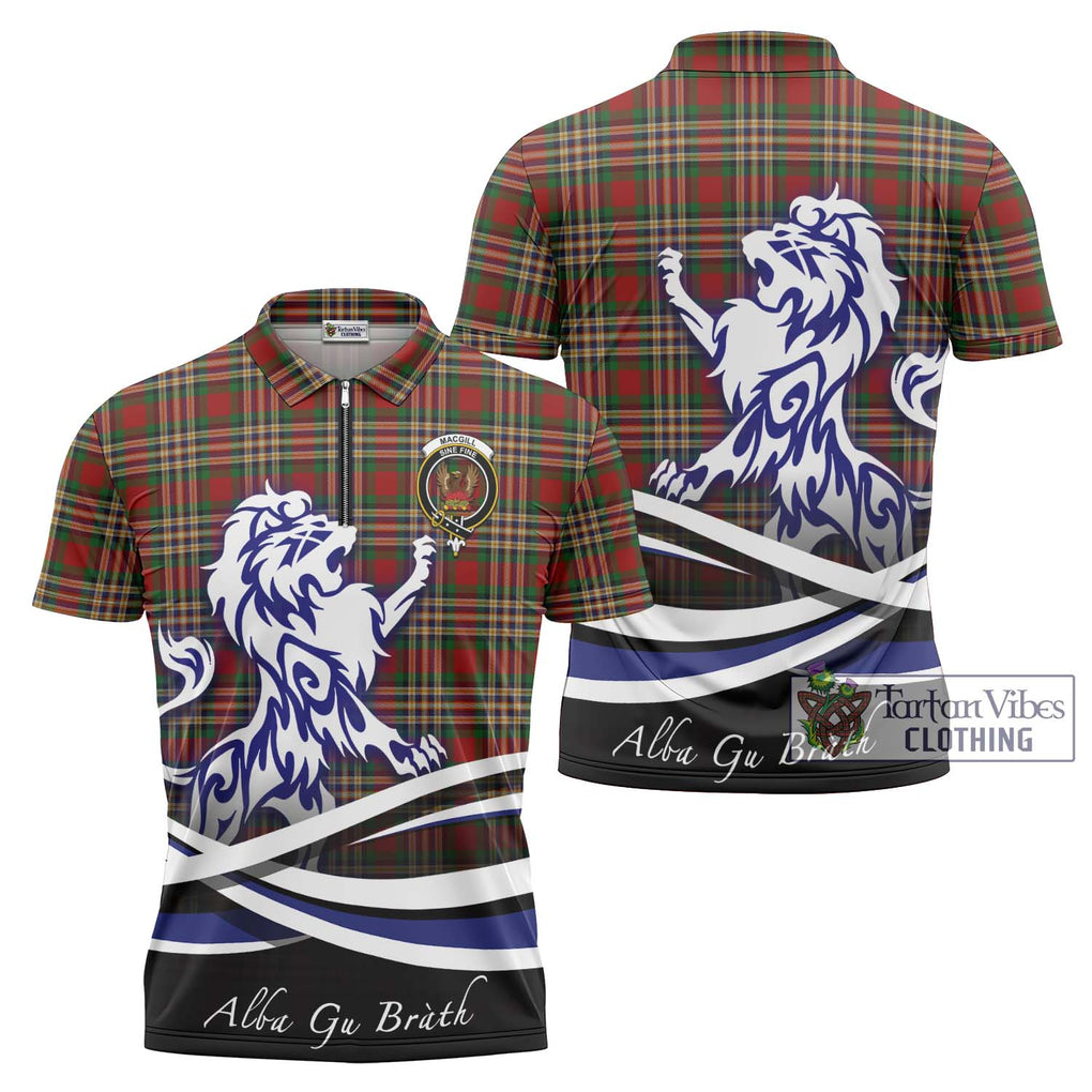 MacGill (MakGill) Tartan Zipper Polo Shirt with Alba Gu Brath Regal Lion Emblem Unisex - Tartanvibesclothing Shop