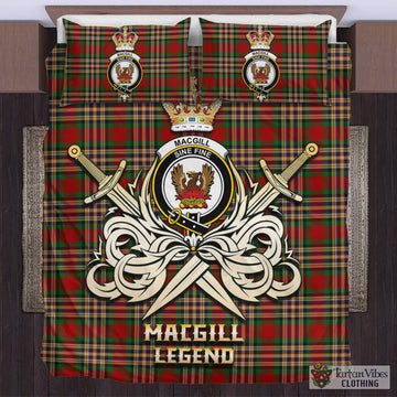 Tartan Vibes Clothing MacGill Tartan Bedding Set with Clan Crest and the Golden Sword of Courageous Legacy
