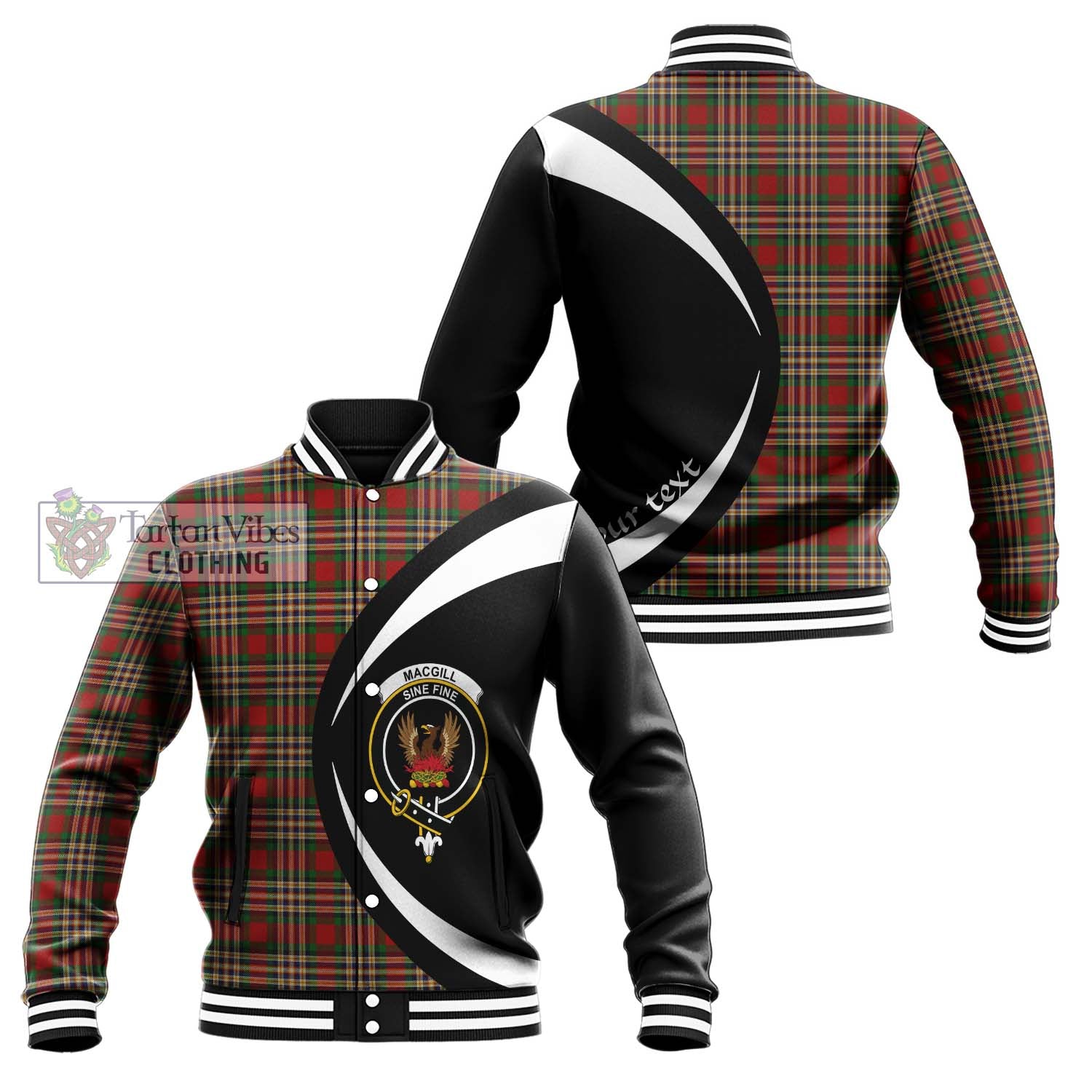 MacGill (MakGill) Tartan Baseball Jacket with Family Crest Circle Style Unisex - Tartan Vibes Clothing