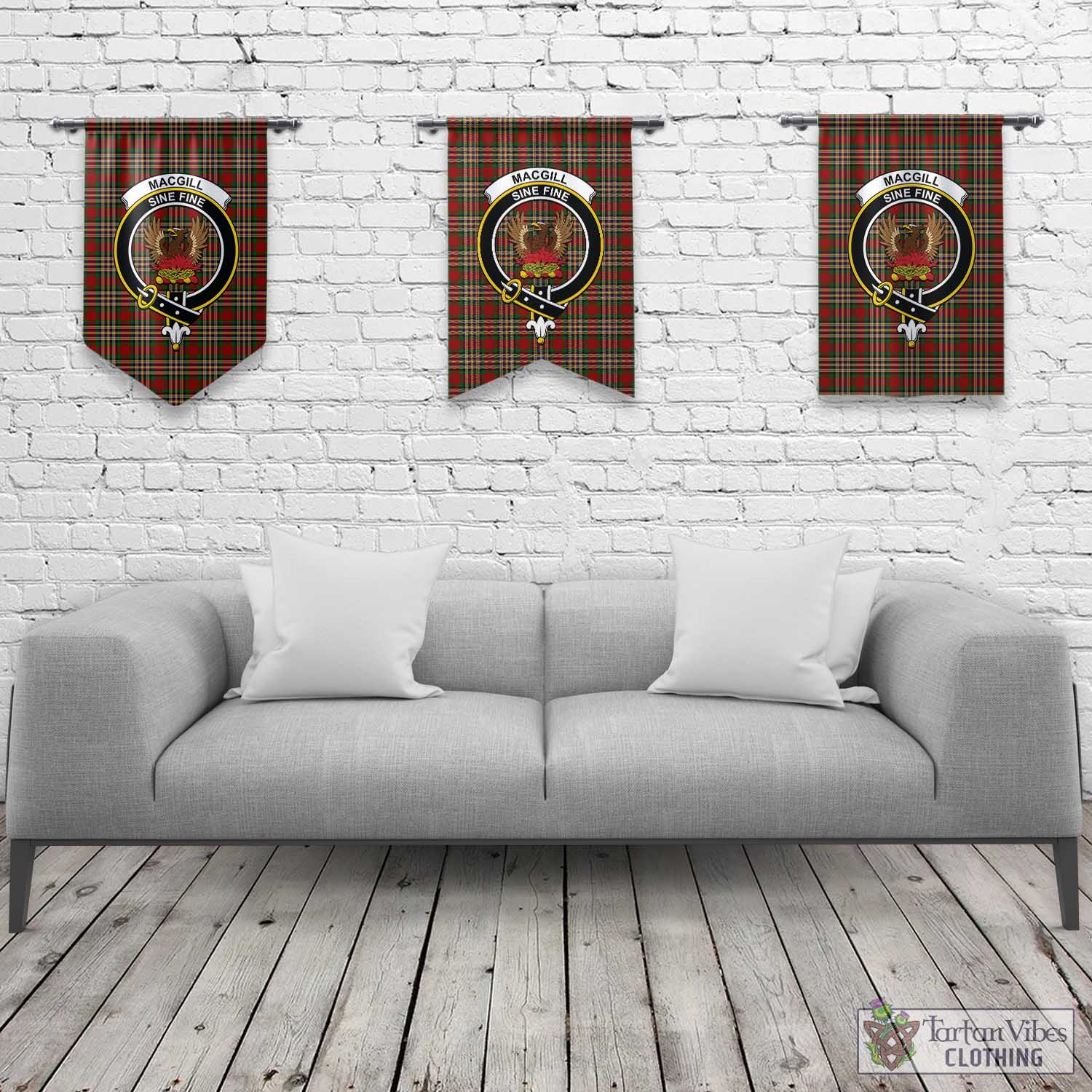 MacGill (MakGill) Tartan Gonfalon, Tartan Banner with Family Crest Rectangle - Tartan Vibes Clothing