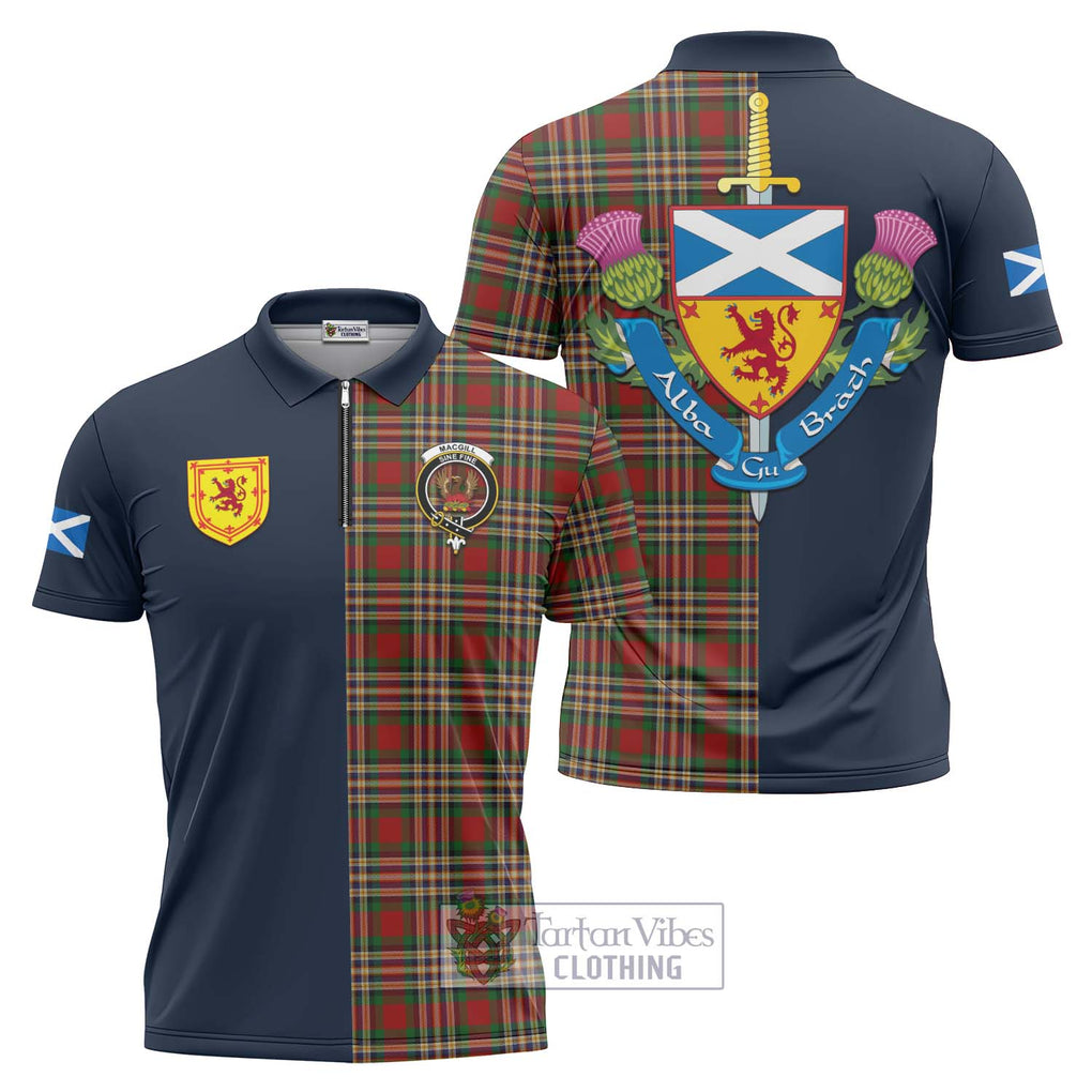 MacGill (MakGill) Tartan Zipper Polo Shirt Alba with Scottish Lion Royal Arm Half Style Unisex - Tartan Vibes Clothing