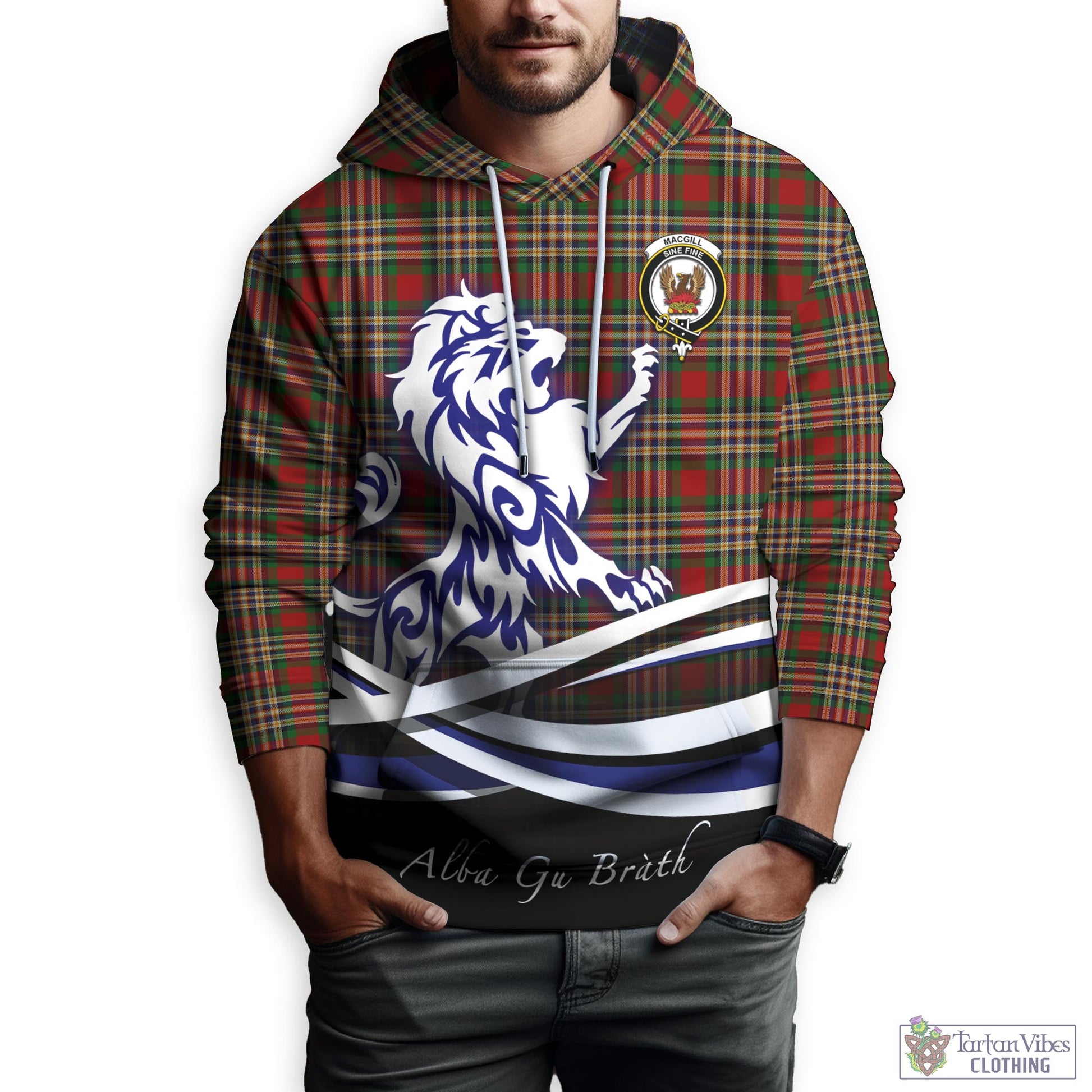 MacGill (MakGill) Tartan Hoodie with Alba Gu Brath Regal Lion Emblem Zip Hoodie - Tartan Vibes Clothing