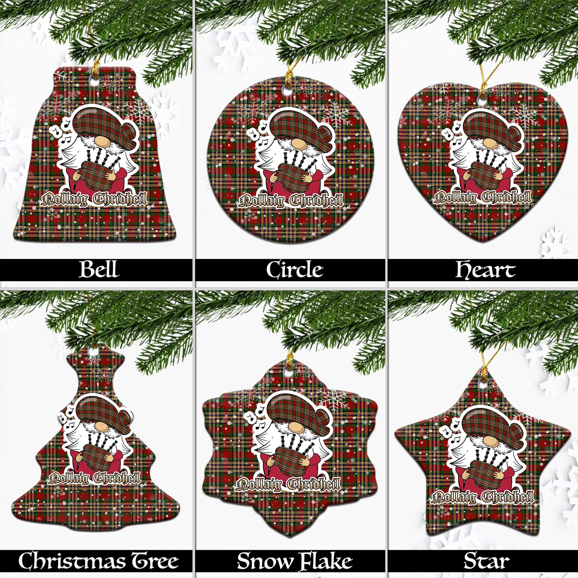 MacGill (MakGill) Tartan Christmas Ceramic Ornaments with Scottish Gnome Playing Bagpipes Ceramic - Tartan Vibes Clothing